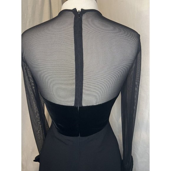 Beautiful RAMINI Dress Size 8 Black Long Sleeve Velvet, Sheer & Tulle Lined - Picture 10 of 14